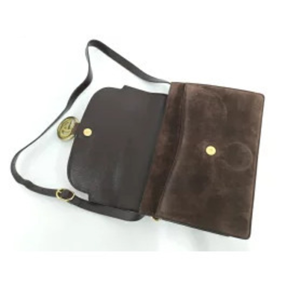 GUCCI Shoulder Bag GG Logo Suede Dark Brown - Picture 7 of 9